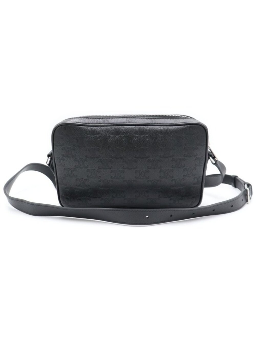 Celine Triomphe Horizontal Messenger Bag Black Leather Silver - Picture 2 of 6